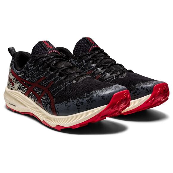 ASICS Fuji Lite 2 Men's Athletic Running Shoes Black/Electric RED US 9